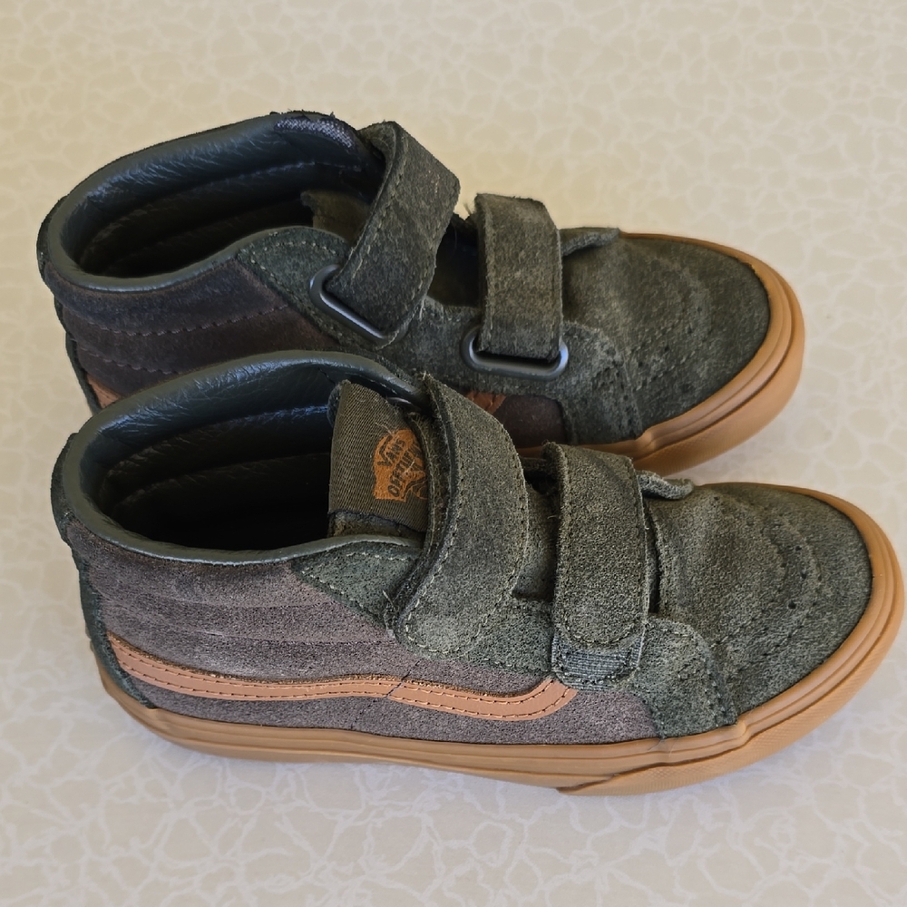 Vans Kids Olive Green and Tan High-Top Sneakers